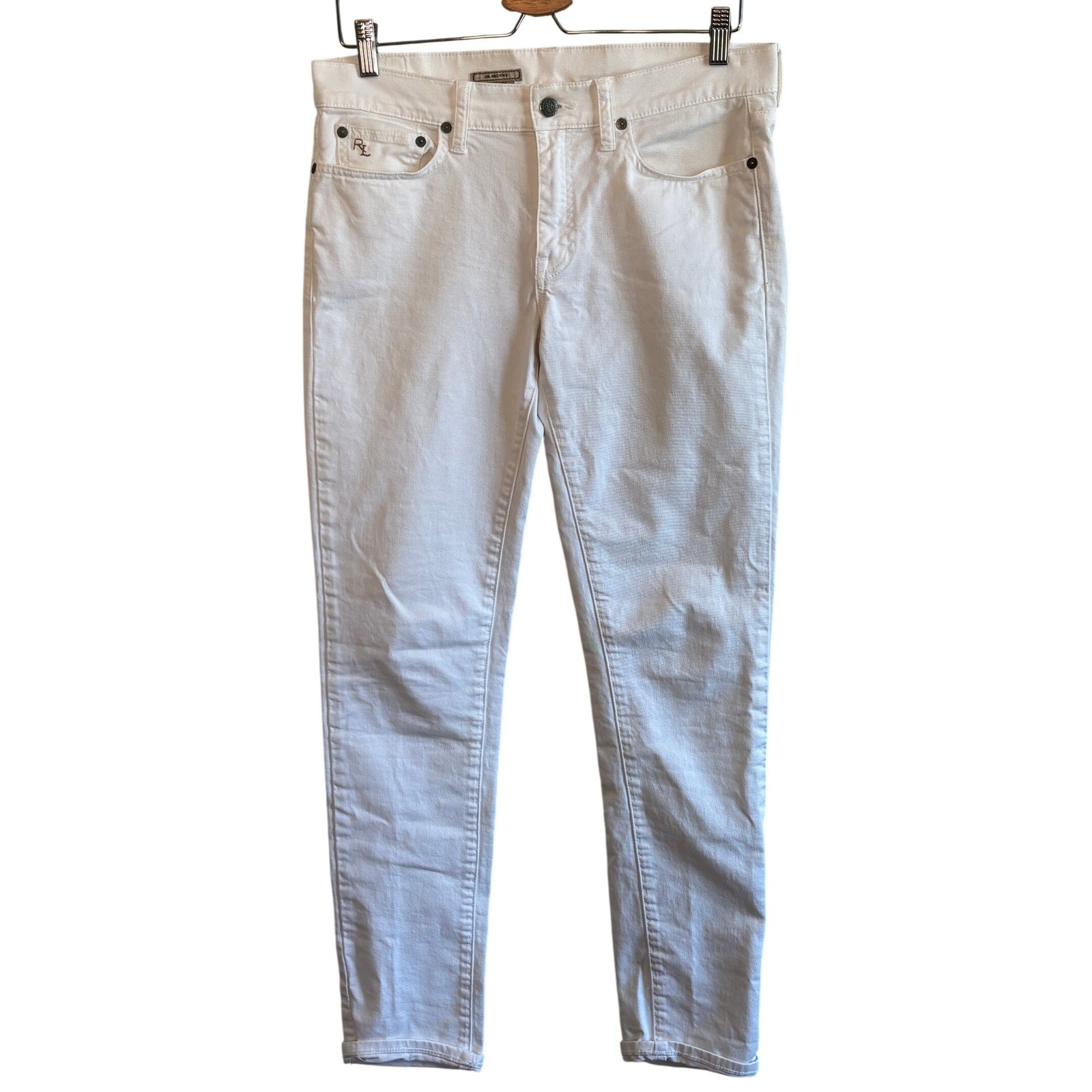 Ralph Lauren Skinny Jeans White Women 29 Stretch Denim Rl Logo